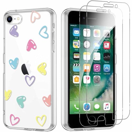 Yoedge Handyhülle für iPhone 8/7/SE 2022/SE 2020 4,7'' Hülle mit 2 Stück Schutzfolie Schutzglas,Aesthetic Design Mädchen Muster Klare Schutzhülle,Dünne Silikon Transparent Hülle für iPhone 8, Liebe 02 Yoedge Handyhülle für iPhone 8/7/SE 2022/SE 2020 4,7'' Hülle mit 2 Stück Schutzfolie Schutzglas,Aesthetic Design Mädchen Muster Klare Schutzhülle,Dünne Silikon Transparent Hülle für iPhone 8, Liebe 02 von Yoedge