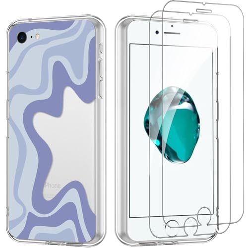 Yoedge Handyhülle für iPhone 8/7/SE 2022/SE 2020 4.7'' Hülle mit 2 Stück Schutzfolie Schutzglas, Aesthetic Design Mädchen Muster Klare Schutzhülle, Silikon Transparent Hülle für iPhone 8, Graffiti von Yoedge