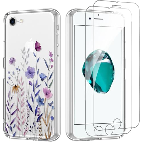 Yoedge Handyhülle für iPhone 8/7/SE 2022/SE 2020 4.7'' Hülle mit 2 Stück Schutzfolie Schutzglas,Aesthetic Design Mädchen Muster Klare Schutzhülle, Dünne Silikon Transparent Hülle für iPhone 8, Blätter Yoedge Handyhülle für iPhone 8/7/SE 2022/SE 2020 4.7'' Hülle mit 2 Stück Schutzfolie Schutzglas,Aesthetic Design Mädchen Muster Klare Schutzhülle, Dünne Silikon Transparent Hülle für iPhone 8, Blätter von Yoedge