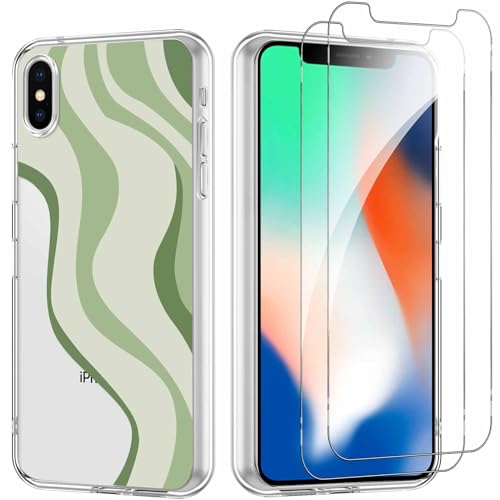Yoedge Handyhülle für iPhone X/XS 5,8'' Hülle mit 2 Stück Schutzfolie Schutzglas, Aesthetic Design Mädchen Muster Klare Schutzhülle, Dünne Silikon Transparent Hülle für iPhone X/XS, Kunst Yoedge Handyhülle für iPhone X/XS 5,8'' Hülle mit 2 Stück Schutzfolie Schutzglas, Aesthetic Design Mädchen Muster Klare Schutzhülle, Dünne Silikon Transparent Hülle für iPhone X/XS, Kunst von Yoedge