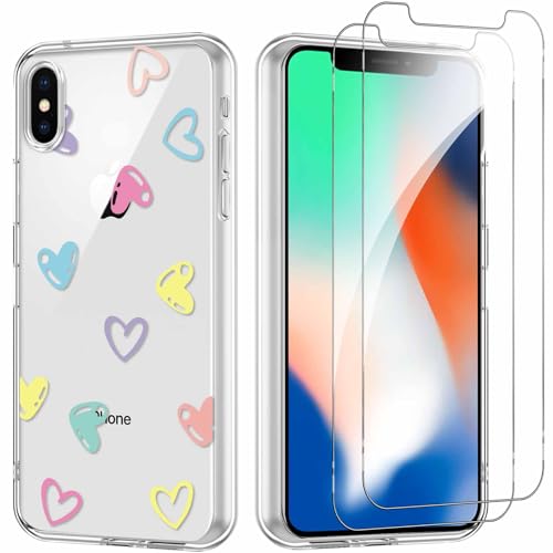 Yoedge Handyhülle für iPhone X/XS 5,8'' Hülle mit 2 Stück Schutzfolie Schutzglas, Aesthetic Design Mädchen Muster Klare Schutzhülle, Dünne Silikon Transparent Hülle für iPhone X/XS, Liebe 02 Yoedge Handyhülle für iPhone X/XS 5,8'' Hülle mit 2 Stück Schutzfolie Schutzglas, Aesthetic Design Mädchen Muster Klare Schutzhülle, Dünne Silikon Transparent Hülle für iPhone X/XS, Liebe 02 von Yoedge
