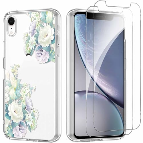 Yoedge Handyhülle für iPhone XR 6,1'' Hülle mit 2 Stück Schutzfolie Schutzglas, Aesthetic Design Mädchen Muster Klare Schutzhülle, Dünne Silikon Transparent Hülle für iPhone XR, Blume 04 Yoedge Handyhülle für iPhone XR 6,1'' Hülle mit 2 Stück Schutzfolie Schutzglas, Aesthetic Design Mädchen Muster Klare Schutzhülle, Dünne Silikon Transparent Hülle für iPhone XR, Blume 04 von Yoedge