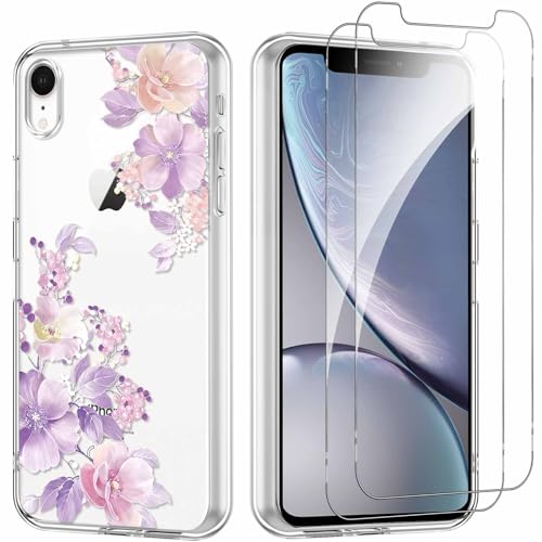 Yoedge Handyhülle für iPhone XR 6,1'' Hülle mit 2 Stück Schutzfolie Schutzglas, Aesthetic Design Mädchen Muster Klare Schutzhülle, Dünne Silikon Transparent Hülle für iPhone XR, Blume 06 Yoedge Handyhülle für iPhone XR 6,1'' Hülle mit 2 Stück Schutzfolie Schutzglas, Aesthetic Design Mädchen Muster Klare Schutzhülle, Dünne Silikon Transparent Hülle für iPhone XR, Blume 06 von Yoedge