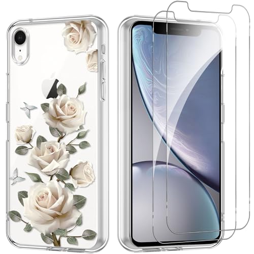Yoedge Handyhülle für iPhone XR 6,1'' Hülle mit 2 Stück Schutzfolie Schutzglas, Aesthetic Design Mädchen Muster Klare Schutzhülle, Dünne Silikon Transparent Hülle für iPhone XR, Blume 08 Yoedge Handyhülle für iPhone XR 6,1'' Hülle mit 2 Stück Schutzfolie Schutzglas, Aesthetic Design Mädchen Muster Klare Schutzhülle, Dünne Silikon Transparent Hülle für iPhone XR, Blume 08 von Yoedge