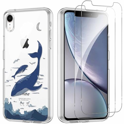 Yoedge Handyhülle für iPhone XR 6,1'' Hülle mit 2 Stück Schutzfolie Schutzglas, Aesthetic Design Mädchen Muster Klare Schutzhülle, Dünne Silikon Transparent Hülle für iPhone XR, Delfin Yoedge Handyhülle für iPhone XR 6,1'' Hülle mit 2 Stück Schutzfolie Schutzglas, Aesthetic Design Mädchen Muster Klare Schutzhülle, Dünne Silikon Transparent Hülle für iPhone XR, Delfin von Yoedge