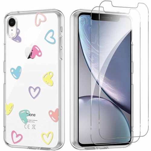Yoedge Handyhülle für iPhone XR 6,1'' Hülle mit 2 Stück Schutzfolie Schutzglas, Aesthetic Design Mädchen Muster Klare Schutzhülle, Dünne Silikon Transparent Hülle für iPhone XR, Liebe 02 Yoedge Handyhülle für iPhone XR 6,1'' Hülle mit 2 Stück Schutzfolie Schutzglas, Aesthetic Design Mädchen Muster Klare Schutzhülle, Dünne Silikon Transparent Hülle für iPhone XR, Liebe 02 von Yoedge