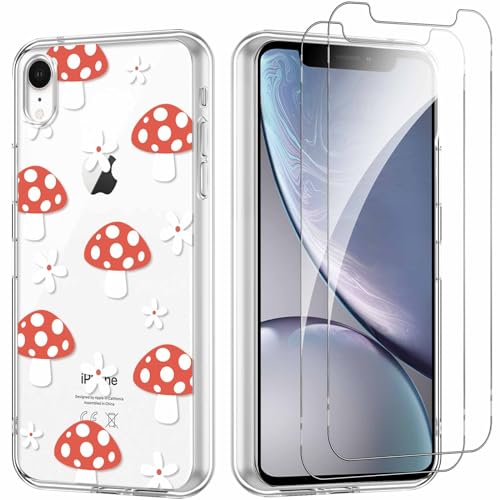 Yoedge Handyhülle für iPhone XR 6,1'' Hülle mit 2 Stück Schutzfolie Schutzglas, Aesthetic Design Mädchen Muster Klare Schutzhülle, Dünne Silikon Transparent Hülle für iPhone XR, Pilz Yoedge Handyhülle für iPhone XR 6,1'' Hülle mit 2 Stück Schutzfolie Schutzglas, Aesthetic Design Mädchen Muster Klare Schutzhülle, Dünne Silikon Transparent Hülle für iPhone XR, Pilz von Yoedge