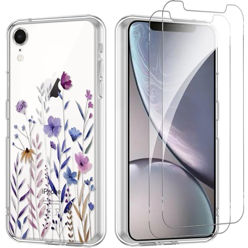 Yoedge Handyhülle für iPhone XR 6.1'' Hülle mit 2 Stück Schutzfolie Schutzglas, Aesthetic Design Mädchen Muster Klare Schutzhülle, Dünne Silikon Transparent Hülle für iPhone XR, Blätter Yoedge Handyhülle für iPhone XR 6.1'' Hülle mit 2 Stück Schutzfolie Schutzglas, Aesthetic Design Mädchen Muster Klare Schutzhülle, Dünne Silikon Transparent Hülle für iPhone XR, Blätter von Yoedge