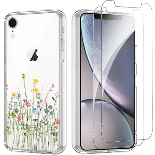 Yoedge Handyhülle für iPhone XR 6.1'' Hülle mit 2 Stück Schutzfolie Schutzglas, Aesthetic Design Mädchen Muster Klare Schutzhülle, Dünne Silikon Transparent Hülle für iPhone XR, Blume 03 Yoedge Handyhülle für iPhone XR 6.1'' Hülle mit 2 Stück Schutzfolie Schutzglas, Aesthetic Design Mädchen Muster Klare Schutzhülle, Dünne Silikon Transparent Hülle für iPhone XR, Blume 03 von Yoedge