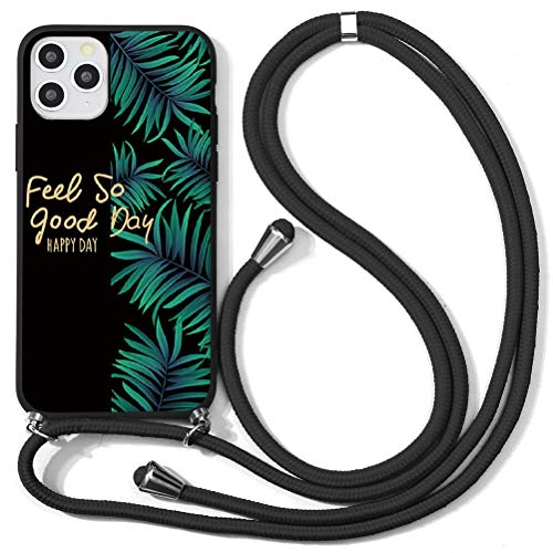 Yoedge Handykette Handyhülle für Samsung Galaxy A12 (5G/4G)/M12 6,5" Hülle mit Band Kette, Silikon Schutzhülle mit Kordel zum Umhängen, TPU Stoßfest Case mit Muster Motiv für Samsung A12, Blatt von Yoedge