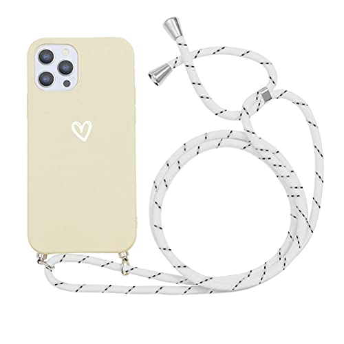 Yoedge Handykette Handyhülle für Samsung Galaxy A71 (4G) 6,7" Hülle mit Band Kette, Silikon Schutzhülle mit Kordel zum Umhängen, TPU Stoßfest Case mit Muster Motiv für Samsung A71 (4G), Beige von Yoedge