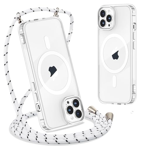 Yoedge Handykette für iPhone 11 Pro Hülle mit Band 5,8",Transparente Magnetisch Handyhülle [Kompatibel mit Magsafe], Necklace Schlank Dünn Silikon TPU Stoßfest Schutzhülle mit Kordel zum Umhängen,Weiß von Yoedge