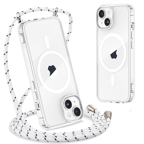 Yoedge Handykette für iPhone 15 Hülle mit Band 6,1", Transparente Magnetisch Necklace Handyhülle Kompatibel mit MagSafe, Dünn Silikon TPU Stoßfest Schutzhülle mit Kordel zum Umhängen, Weiß Yoedge Handykette für iPhone 15 Hülle mit Band 6,1", Transparente Magnetisch Necklace Handyhülle Kompatibel mit MagSafe, Dünn Silikon TPU Stoßfest Schutzhülle mit Kordel zum Umhängen, Weiß von Yoedge