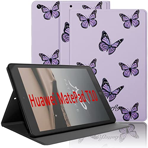 Yoedge Hülle Kompatibel mit Huawei MatePad T10/T10S 2020, Ultra Dünn Leicht SchutzHülle mit Standfunktion TPU Rücken Slim PU Leder Smart Folio Tablet Cover für MatePad T10/T10S 2020, Schmetterling von Yoedge