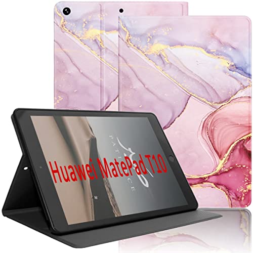 Yoedge Hülle Kompatibel mit Huawei MatePad T10/T10S 2020, Ultra Dünn Leicht SchutzHülle mit Standfunktion TPU Rücken Slim PU Leder Smart Folio Tablet Cover für MatePad T10/T10S 2020, Marmor 1 von Yoedge