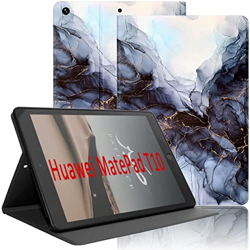 Yoedge Hülle Kompatibel mit Huawei MatePad T10/T10S 2020, Ultra Dünn Leicht SchutzHülle mit Standfunktion TPU Rücken Slim PU Leder Smart Folio Tablet Cover für MatePad T10/T10S 2020, Marmor 2 von Yoedge