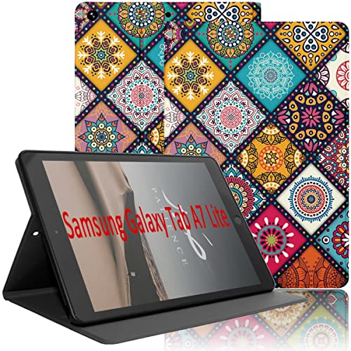 Yoedge Hülle Kompatibel mit Samsung Galaxy Tab A7 Lite 8,7 Zoll 2021 (SM-T220/T225), Ultra Dünn Leicht SchutzHülle mit Standfunktion TPU Rücken Slim PU Leder Smart Folio Tablet Cover, Gitter von Yoedge