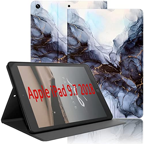 Yoedge Hülle Kompatibel mit iPad 6/iPad 5. Generation, Ultra Dünn Leicht SchutzHülle mit Standfunktion TPU Rücken Slim PU Leder Smart Folio Tablet Cover für iPad 9,7 Zoll 2018/2017, Marmor 2 von Yoedge