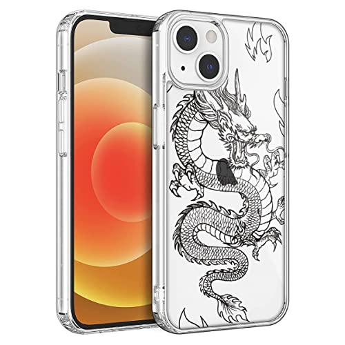 Yoedge Hülle für Apple iPhone 13 Handyhülle Drache Muster Klar Transparent Handyhülle Durchsichtig Weich Silikon TPU Bumper Handytasche Flexible Schutzhülle Case Cover für iPhone13 von Yoedge