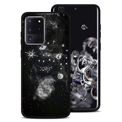 Yoedge Hülle für Samsung Galaxy A22 5G(6.6"), Flüssig Soft TPU Silikon Schwarz mit Muster Handyhülle 360 Bumper Rundumschutz Case Dünn Weich rutschfest Stoßdämpfend Schutzhülle Slim Cover, Universum von Yoedge