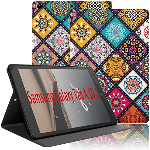 Yoedge Hülle für Samsung Galaxy Tab A 10.1 2019 (SM-T510/T515), Ultra Dünn Leicht SchutzHülle mit Standfunktion TPU Rücken Slim PU Leder Smart Folio Tablet Cover für Galaxy Tab A 10.1 2019, Gitter von Yoedge