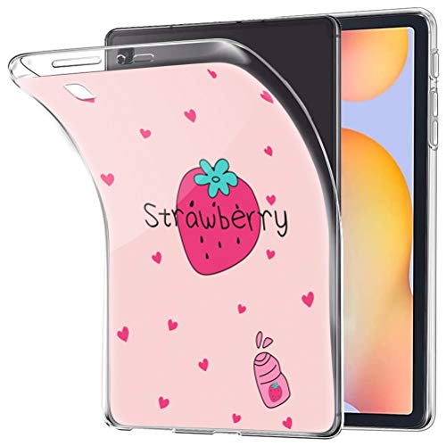 Yoedge Hülle für Samsung Galaxy Tab S6 Lite 10,4", [Slim Stoßfest] TPU Silikon Transparent Schutzhülle Handytasche Cover mit Muster Motiv Case für Samsung Tab S6 Lite, Erdbeere von Yoedge