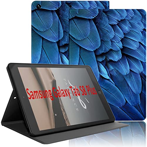 Yoedge Hülle für Samsung Galaxy Tab S8 Plus 2022 / Tab S7 FE 2021 / Tab S7 Plus 2020 12,4", Ultra Dünn Leicht SchutzHülle mit Standfunktion TPU Rücken Slim PU Leder Smart Folio Tablet Cover, Feder von Yoedge