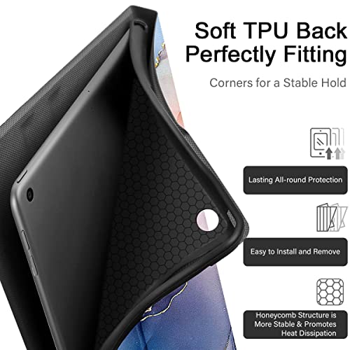 Yoedge Hülle für Samsung Galaxy Tab S8 Plus 2022 / Tab S7 FE 2021 / Tab S7 Plus 2020 12,4", Ultra Dünn Leicht SchutzHülle mit Standfunktion TPU Rücken Slim PU Leder Smart Folio Tablet Cover, Marmor 3 von Yoedge