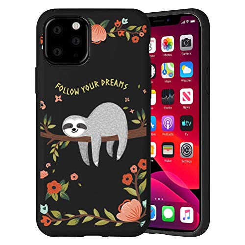 Yoedge Hülle für iPhone SE 2020/7/8(4.7"), Flüssig Soft TPU Silikon Schwarz mit Muster Handyhülle 360 Bumper Rundumschutz Dünn Weich rutschfest Stoßdämpfend Schutzhülle Slim Cover, Faultier von Yoedge