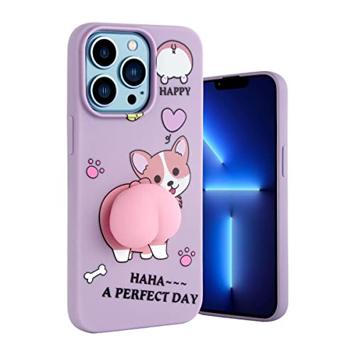 Yoedge Kompatibel mit Apple iPhone 11 Pro Handyhülle 5,8", Dünn Weiche Gras Lila Silikon Flexibler TPU Stoßfeste Bumper Hülle Süß 3D Cartoon Muster mit Peach Butt Design Schutzhülle, Korgi 1 von Yoedge