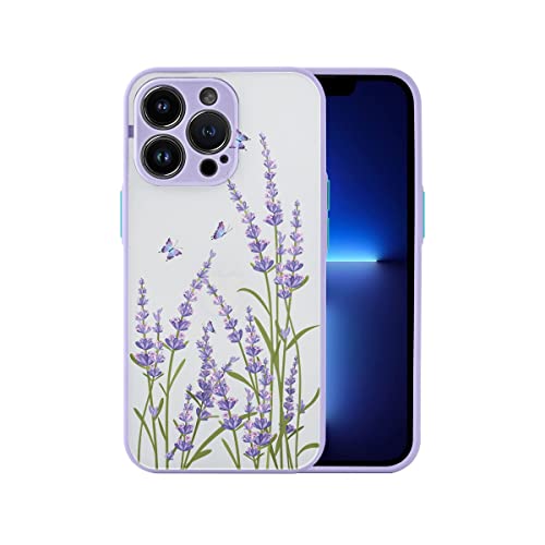 Yoedge Kompatibel mit iPhone 13 Mini Hülle mit Lavendel Cartoon Muster, Transparent Matte PC Back 3D Mädchen Frau Handyhülle Weich Silikon Bumper Schutzhülle Case für iPhone 13 Mini 5,4 Zoll von Yoedge