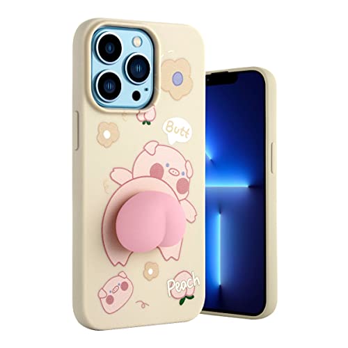 Yoedge Kompatibel mit iPhone SE 2022/SE 2020/7/8 Handyhülle 4,7", Dünn Weiche Beige Silikon Flexibler TPU Stoßfeste Bumper Hülle Süß 3D Cartoon Muster mit Peach Butt Design Schutzhülle, Schwein 4 von Yoedge