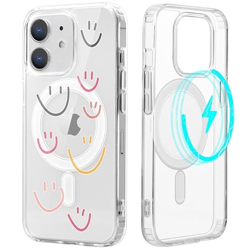 Yoedge Magnetisch Handyhülle für iPhone 11 6,1" Hülle, Kompatibel mit MagSafe,Durchsichtig Case mit Muster Niedlich Smileys,Transparent Ultra Dünn Weich Silikon TPU Bumper Stoßfeste Schutzhülle Cover von Yoedge