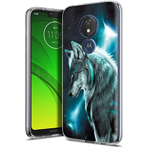 Yoedge Motorola Moto G7 Power Hülle, Silikon TPU Schutzhülle [Slim Stoßfest] Dünn Transparent mit Muster Motiv Handyhülle 360 Grad Bumper Case Cover für Moto G7 Power -6,2 Zoll, Wolf 2 von Yoedge