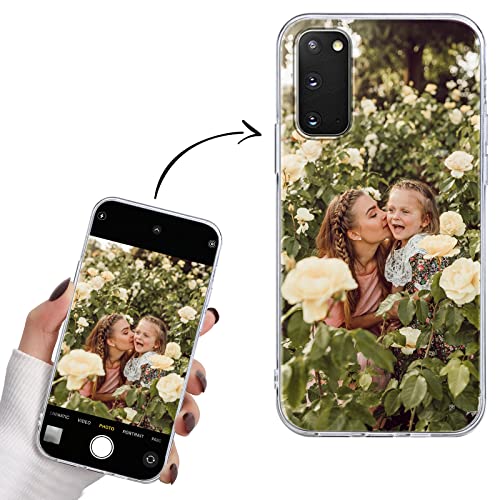 Yoedge Personalisierte Schutzhülle für Samsung Galaxy S20 6,2 Zoll personalisiert mit Foto Bild Texte Zeichnungen Personalisierbare Geschenk Album Personalisierbar Transparent für Samsung S20 von Yoedge