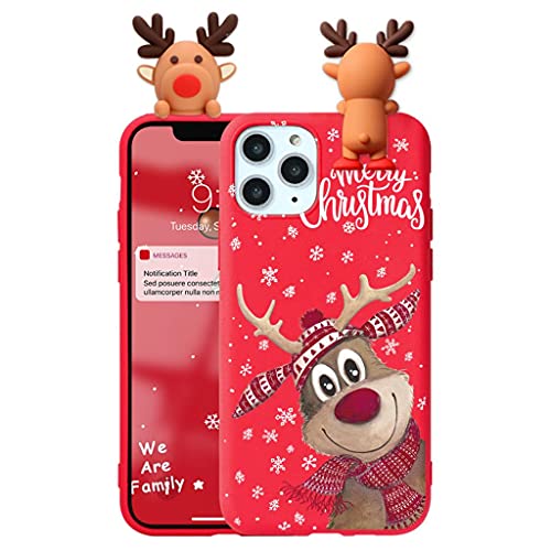 Yoedge Weihnachten Handyhülle für Samsung Galaxy A32 5G 6,5 Zoll, mit Rot 3D Cartoon Muster Silikon TPU Bumper Schutzhülle Stoßfest Ultra Dünn mädchen Christmas Cover für Samsung A32, Elch 2 von Yoedge