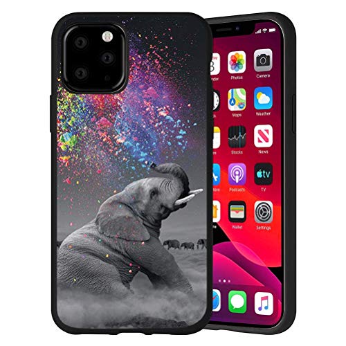 Yoedge für Apple iPhone 13 Pro Max Hülle Schwarz 6,7", Soft Silicone Slim TPU Handytasche Flexible Schutzhülle 360 Bumper Schutz Stoßfest Antikratz Case Dünn Weich HandyHülle Back Cover, Elefant von Yoedge