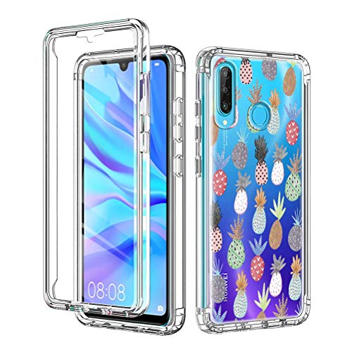 Yoedge für Huawei P30 Lite 6,15" Hülle,360 Grad PC Bumper Stoßfest Handyhülle Weich TPU Vorne und Hinten Transparent Schutzhülle mit Mode Motiv Handyhülle,Cover für Huawei P30 Lite New Edition,Ananas von Yoedge