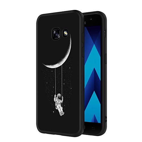 Yoedge für Samsung Galaxy A5 2017 Hülle, Silikon TPU Schutzhülle [Slim Stoßfest] Ultra Dünn Schwarz mit Muster Motiv Handyhülle 360 Grad Bumper Soft Case Cover für Galaxy A5 2017 5,2", Astronaut von Yoedge