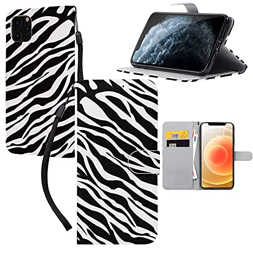 Yoedge für iPhone 11 Hülle Leder 6.1", Premium Leder Flip Case Handyhülle mit Magnetständer Kartenhalter Brieftasche Slot Folio Weiche TPU Schutzhülle Stoßfest Cover 3D Muster Design, Zebra von Yoedge