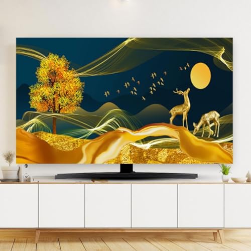 Yoeoefuo TV Abdeckung Fernseher Bildschirmschoner 32" - 85" Mehrere Größen Fernsehgerät Schutzhülle Landscape Print TV Protective Cover Modernes Design TV Schutz Staubdichte Hülle Bezug(Stil 2,85IN) von Yoeoefuo