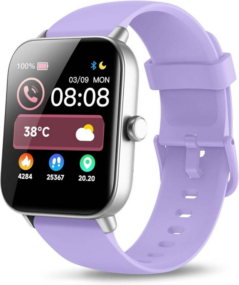 Yoever Smartwatch (1,8 Zoll, Android, iOS), mit Telefonfunktion Herzfrequenz Schlafmonitor, Schrittzähler Uhr,IP68 von Yoever