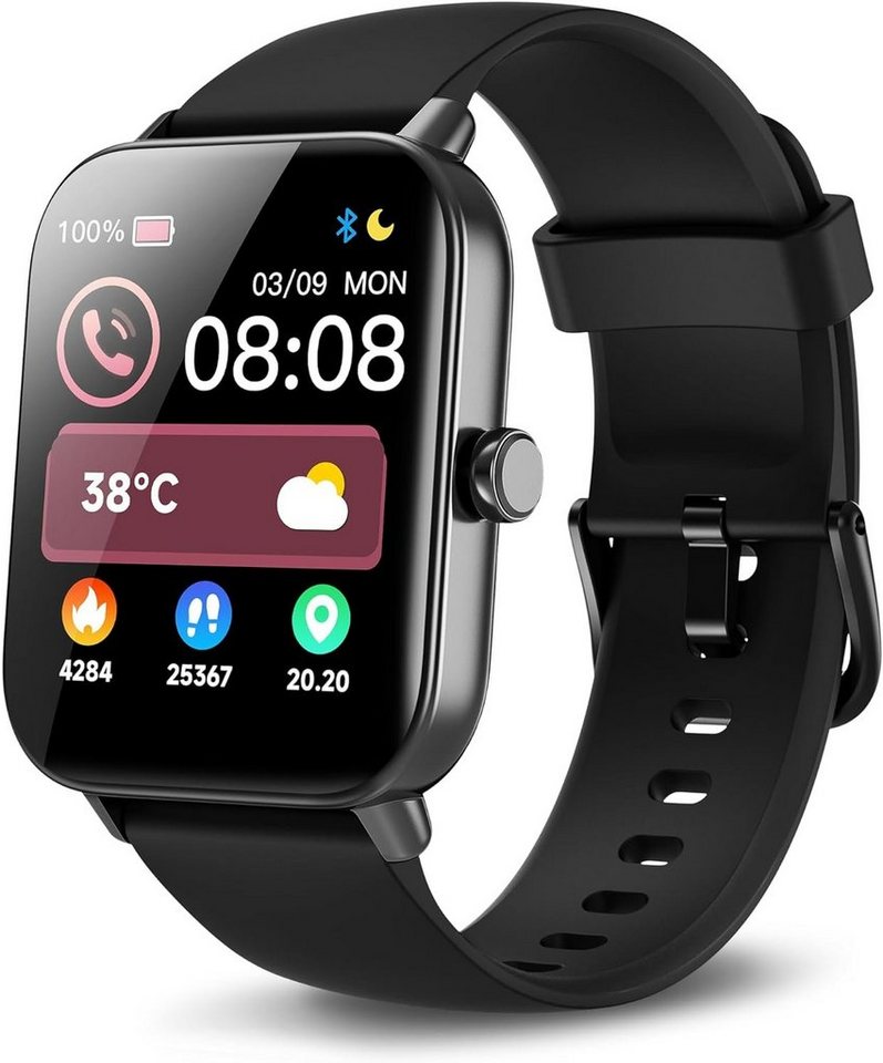 Yoever Smartwatch (1,8 Zoll, Android iOS), Herren mit fitnessuhr herren mit schlafmonitor wasserdicht sportuhr von Yoever