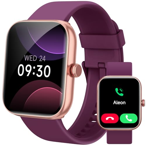 Yoever Smartwatch Damen Herren mit Telefonfunktion & Alexa, 1,91" Fitnessuhr mit 100 Sportmodi, 24H Herzfrequenz Schlafmonitor SpO2 Armbanduhr, IP68 wasserdichte Sportuhr Damen für Android iOS Lila von Yoever