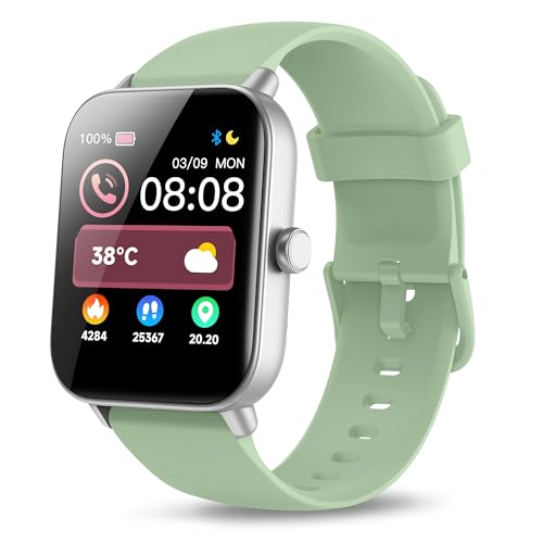 Yoever Smartwatch für Damen, Telefonfunktion und Alexa Built-in, 1.8" Fitnessuhr Herren mit Herzfrequenz SpO2 Stress Schlafmonitor, Schrittzähler Uhr, IP68 wasserdichte Sportuhr für Android iOS Grün von Yoever