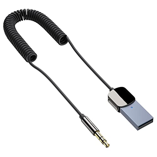 Yoezuo Aux Bluetooth Adapter Auto, Auto Bluetooth 5.0 Empfänger 3.5mm Jack Audio Adapter mit eingebautem Mikrofon für Auto/Lautsprecher/Verstärker Stereo Musik, Plug-Play, Freisprechanruf von Yoezuo