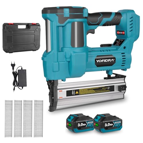 Yofidra 2 in 1 Akku Tacker Nagelpistole - 20V Bürstenlos Elektrotacker mit Akkus 2x3000mAh, Tiefeneinstellung, LED-Licht, inkl.300 Brad-Nagel und 100 Klammern,für Holzarbeiten und Heimwerker Yofidra 2 in 1 Akku Tacker Nagelpistole - 20V Bürstenlos Elektrotacker mit Akkus 2x3000mAh, Tiefeneinstellung, LED-Licht, inkl.300 Brad-Nagel und 100 Klammern,für Holzarbeiten und Heimwerker von Yofidra