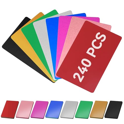 240 Stück Visitenkarten Blanko, Metall Aluminium Visitenkarten Rohlinge, Visitenkarte Leere Alu Legierung Karte Laser Gravierte Visitenkarte Dicke Blanko Karte - 8 Farben, 8.6x5.4cm von Yofuly