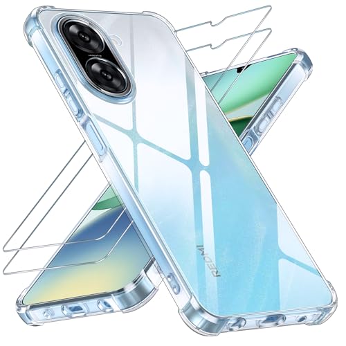 Yohii 3 in 1 Schutzhülle für Xiaomi Redmi A5 4G / Poco C71 4G mit 2 Stück gehärtetem Glas, transparent, stoßfest, kratzfest, ultradünn, weiches TPU-Silikon, Schutzhülle - transparent Yohii 3 in 1 Schutzhülle für Xiaomi Redmi A5 4G / Poco C71 4G mit 2 Stück gehärtetem Glas, transparent, stoßfest, kratzfest, ultradünn, weiches TPU-Silikon, Schutzhülle - transparent von Yohii