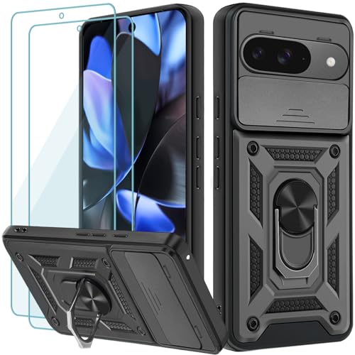 Yohii Handyhülle für Google Pixel 9/Google Pixel 9 Pro Hülle mit 2 Stück Schutzfolie, Kameraschutz Case mit 360 Grad Ring Ständer Stoßfest Kratzfest Tough Armor Schutzhülle, Schwarz Yohii Handyhülle für Google Pixel 9/Google Pixel 9 Pro Hülle mit 2 Stück Schutzfolie, Kameraschutz Case mit 360 Grad Ring Ständer Stoßfest Kratzfest Tough Armor Schutzhülle, Schwarz von Yohii
